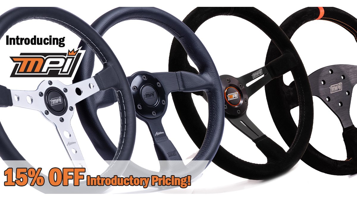 Introductory pricing - 15% OFF MPI Steering Wheels! Made for racers and automotive enthusiasts by racers. Use promo code MPI15.

Get yours here: bit.ly/2MzmnMl

#pelicanparts #mpi #mpisteeringwheels #mpidifference #steeringwheel