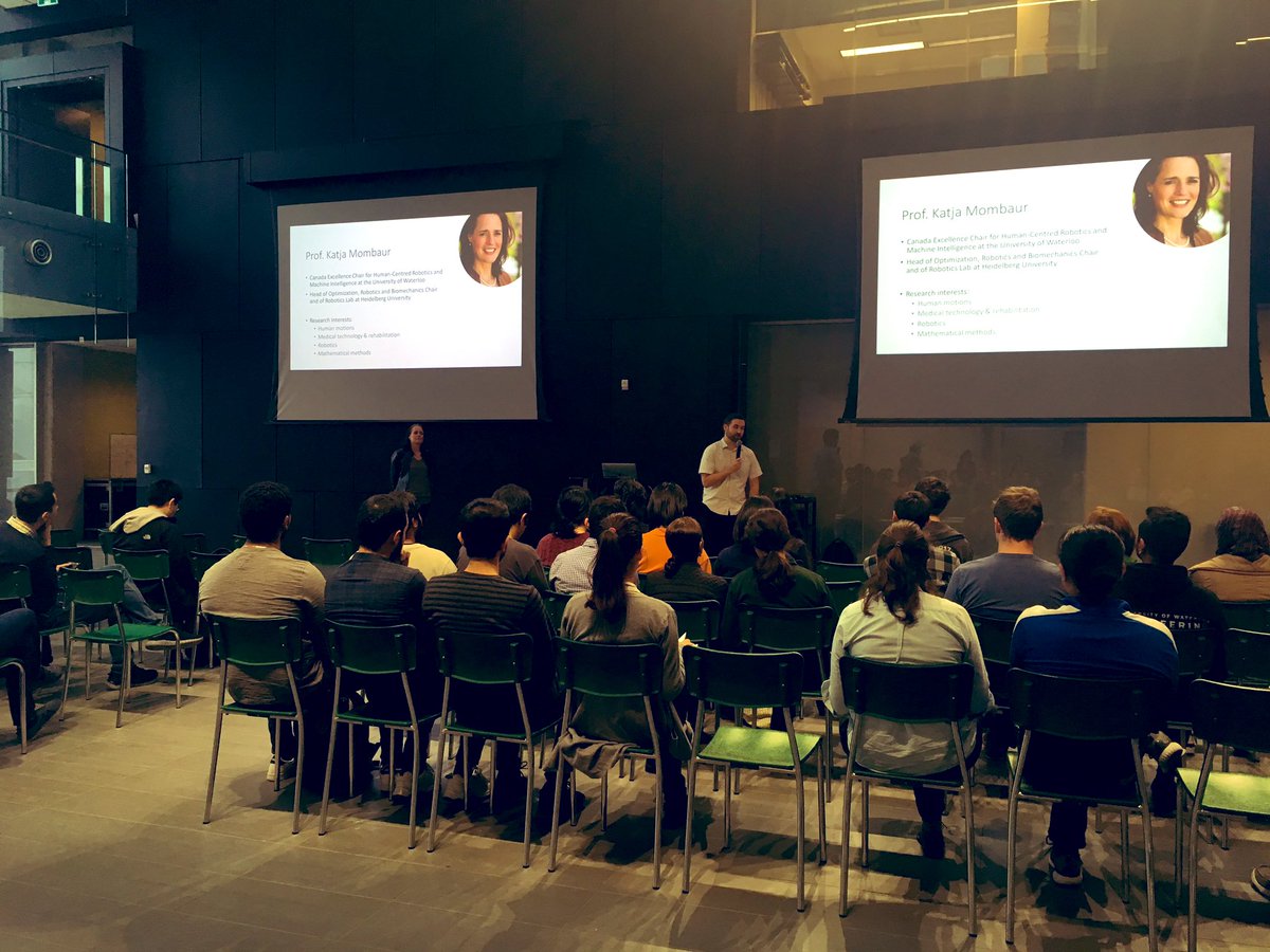 WaterlooENG's tweet image. This afternoon, Professor Katja Mombaur discussed her research with human-centred robots (robots that work with or on humans and require motion intelligence) &amp;amp; #WaterlooEngineering grad studies opportunities @UWaterloo @uwrobohub