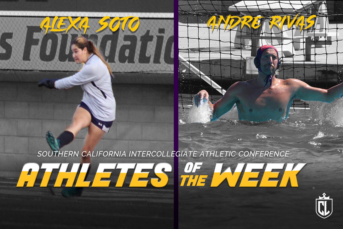 Alexa Soto Andre Rivas 🤝 Winning SCIAC Athlete of the Week Congrats to our student-athletes of @CLUwSoccer and @CLUmWaterPolo for receiving the weekly honors! #OwnTheThrone