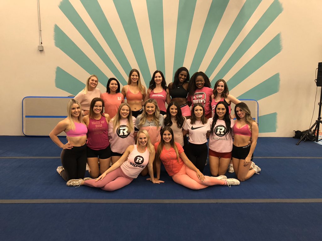 REDBLACKSCheer's tweet photo. We love a pink themed practice in support of #BreastCancerAwareness! 💕🥰 #RBCheer2019 #RBDance2019 #CFLCheer https://t.co/SvxC4AcCQP