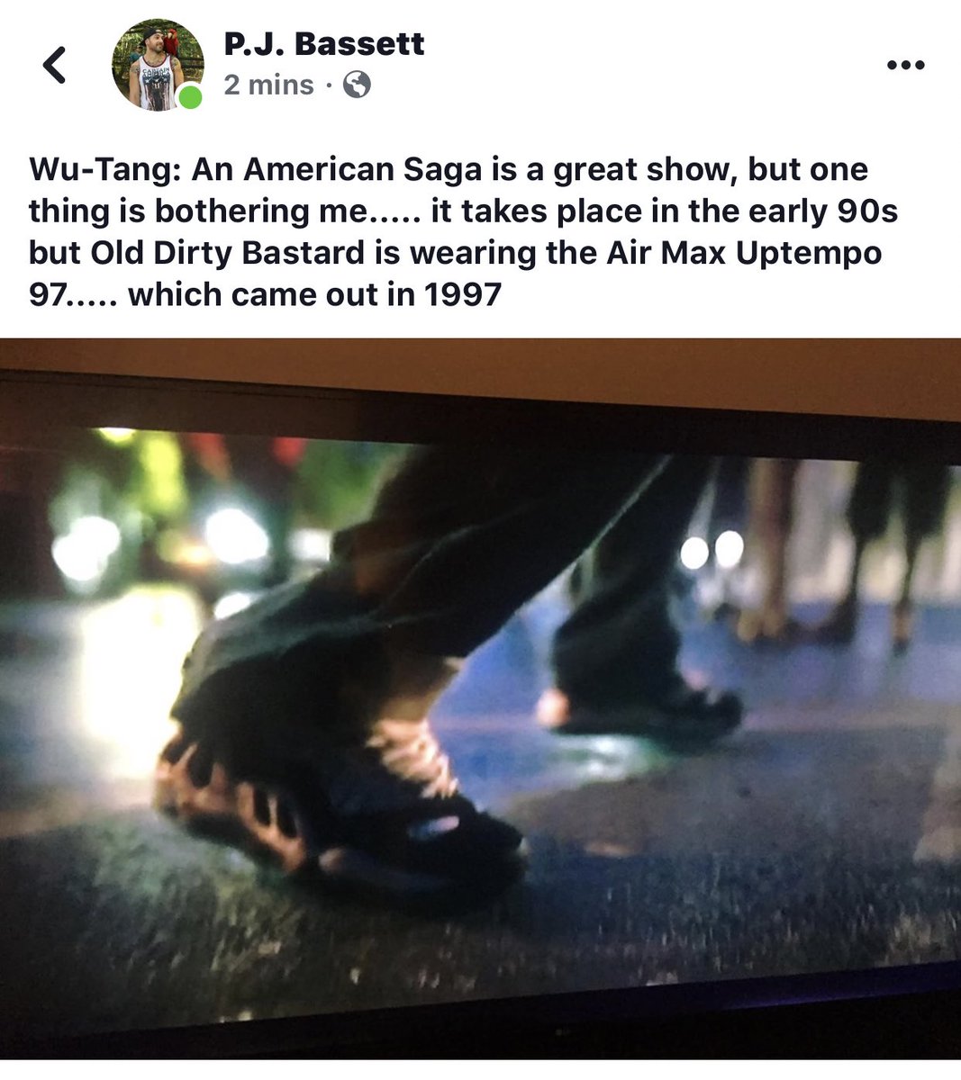 JakeLloydBacon's tweet photo. My cousin @PJ_Bassett and I both have the nerd gene, we just use our powers for different things. #WuTangOnHulu #SneakerNerd https://t.co/juQnyeo6Gd
