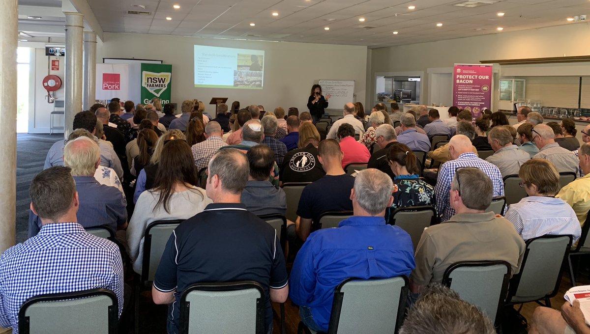 Cmactrina's tweet image. African Swine Fever focussing Pork farmers’ minds on #biosecuritymatters @NSWFarmers Pork Form this afternoon @Australian_Pork #buyaustralianpork