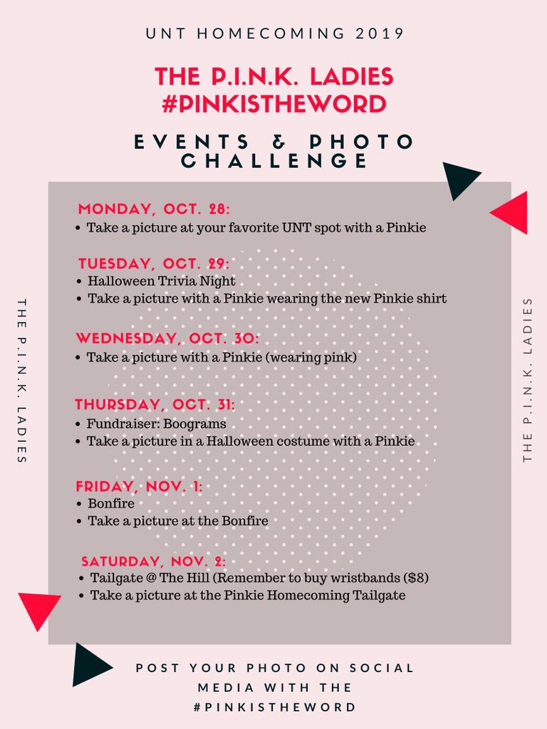 Homecoming week is coming up! Make sure you join us on these fun little events next week! ✨🤩