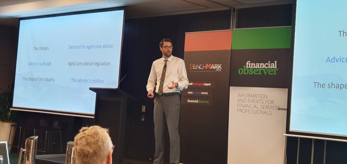 fin_observer's tweet photo. RobLavery from @knowIT_Aus is presenting on aged-care advice in a changing landscape at financialobserver’s Beyond Retirement Summit.🤓
#FOBRS #FinancialPlanning #AgedCareRC #FinancialAdvice #FinancialAdvisers #agedcare #Retirement https://t.co/LghqZZxM21