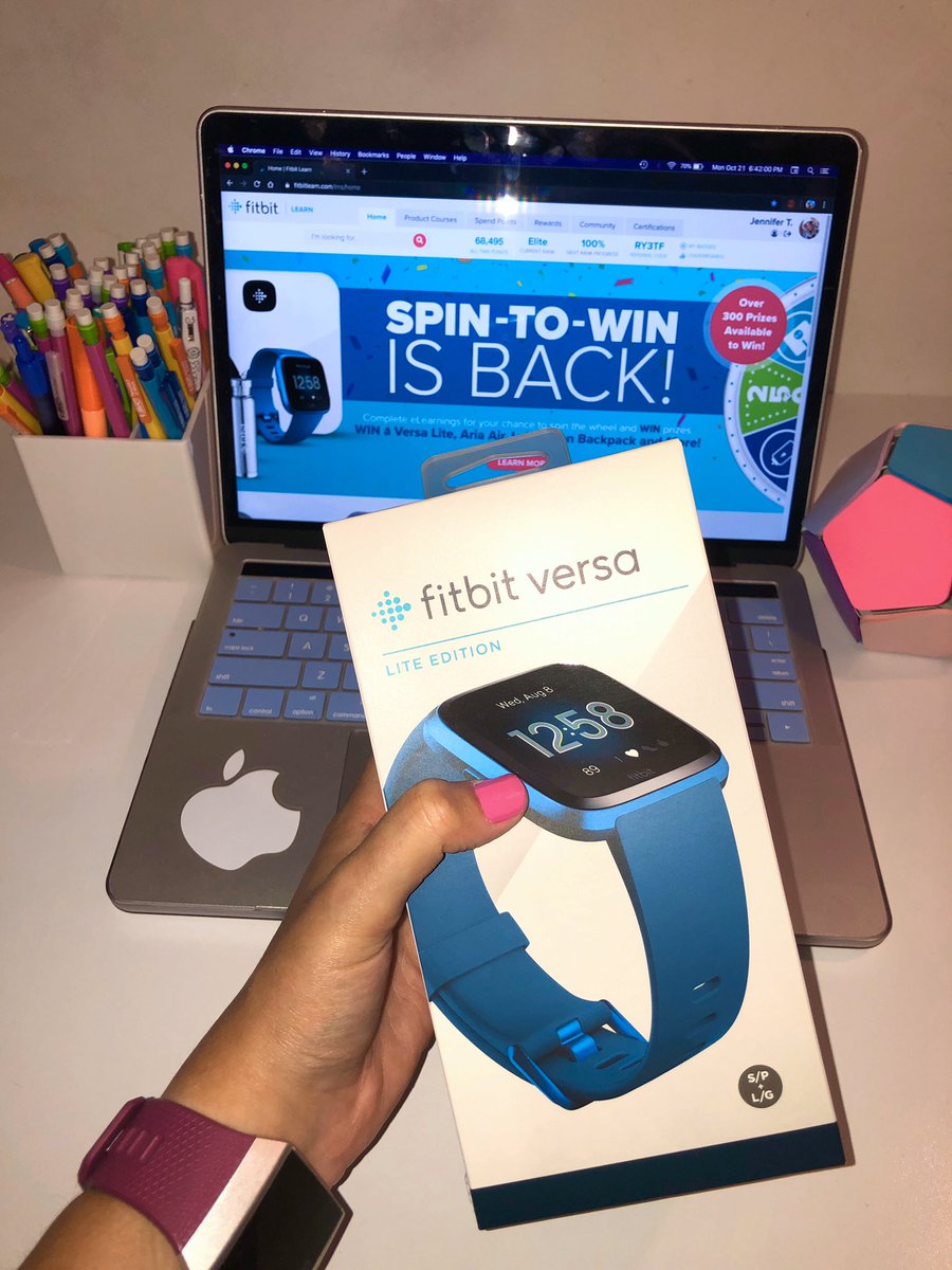 HeyItsMeMissJT's tweet photo. Just got home from work to find this guy in the mail! I won a #FitbitVersa through the @fitbit training app at work! #LuckyMe #FitbitElite #FitbitLearn #WorkPerks #StaplesLife #TechNerd 😊⌚️💜 https://t.co/dsVORn0RC0