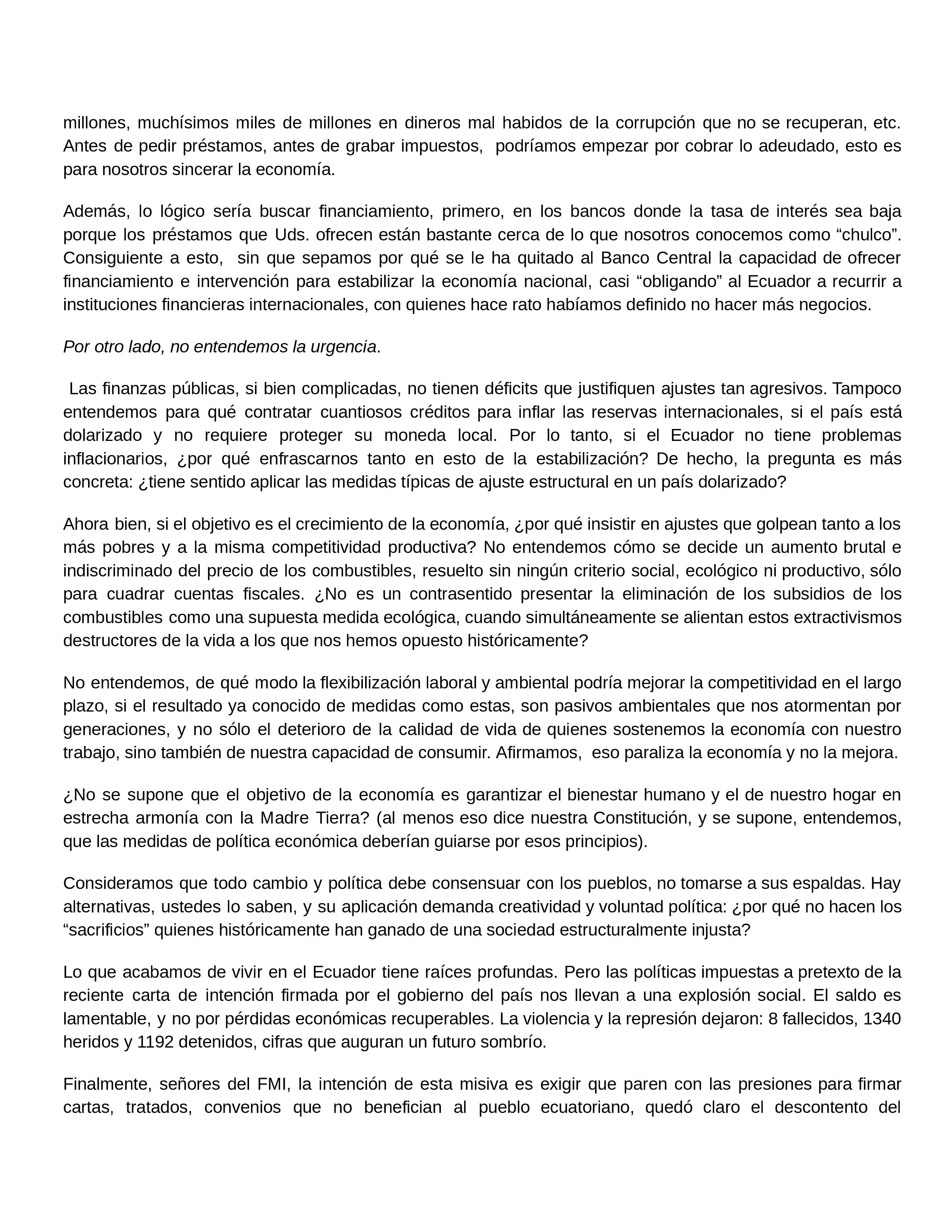 Acciones Cometidas En Contra De Los Derechos Humanos En Ecuador