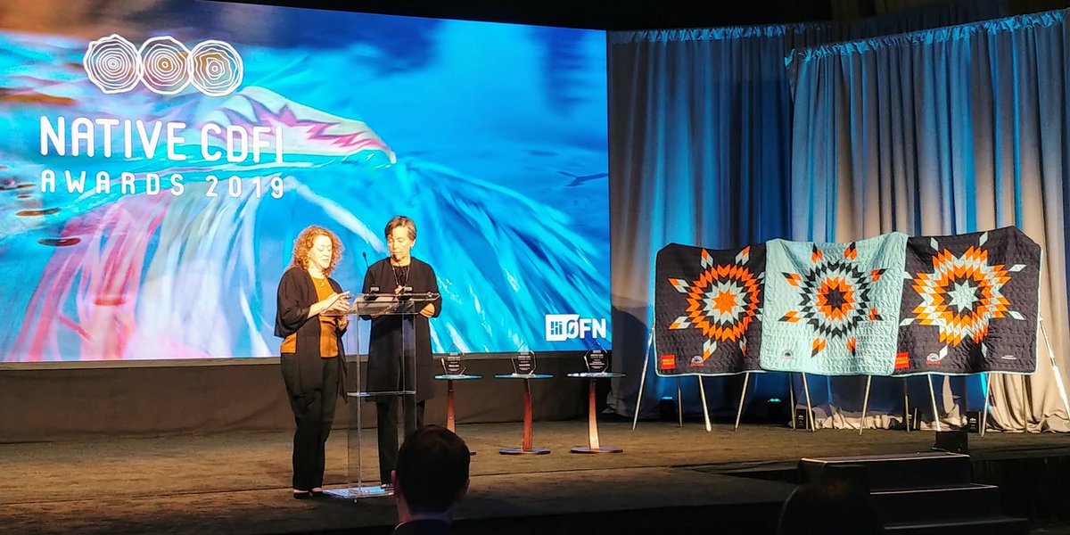 accompanycap's tweet image. Connie Smith &amp;amp; Megan Teare @WellsFargo #DCC Program thanking the #NativeCDFIs for the important work they do for members of their community. #NativeCDFIAwards #OFNConf #lendingwhereitcounts