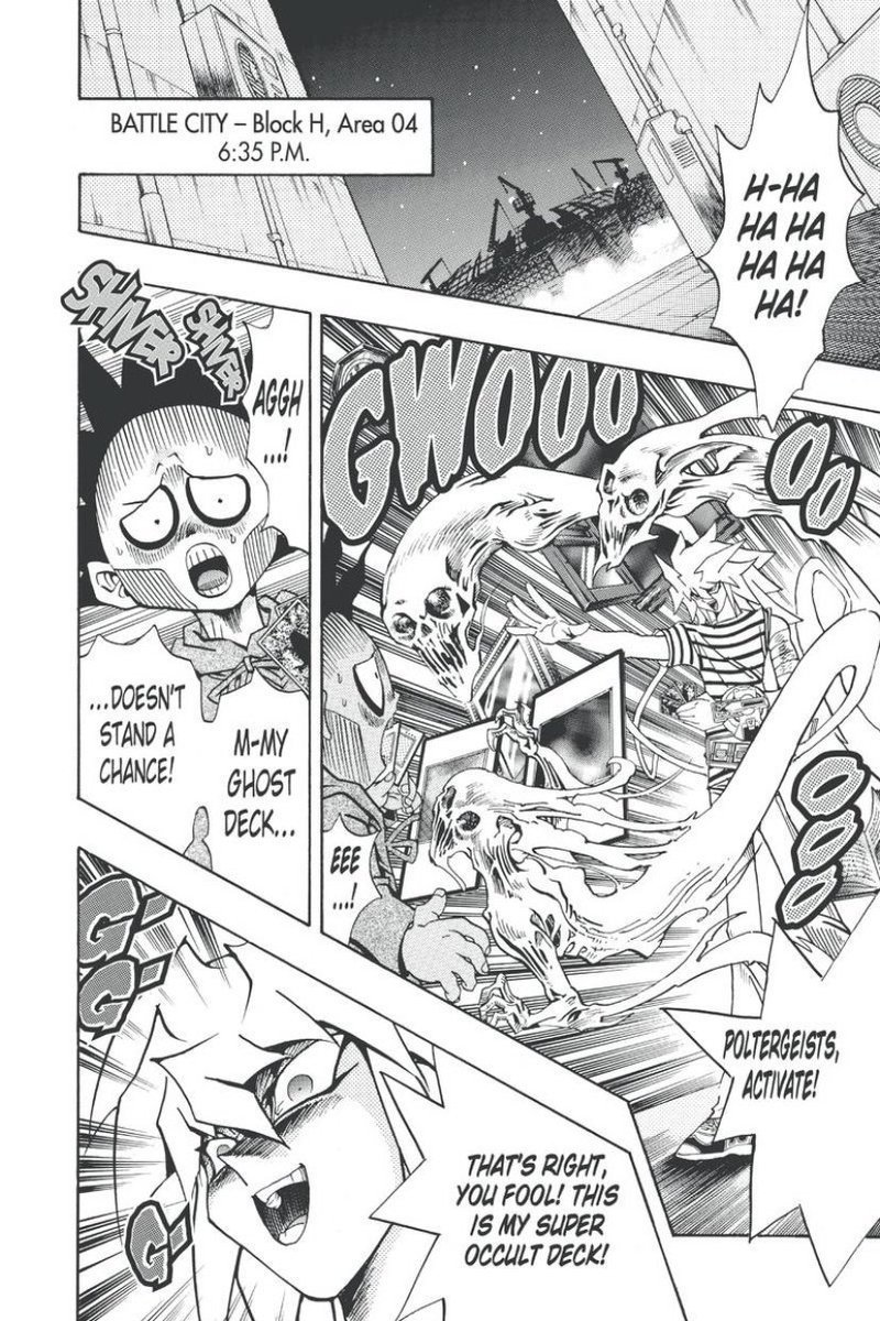 Bakura’s duel against Kozuka was an entire episode of the anime.Here its two pages.