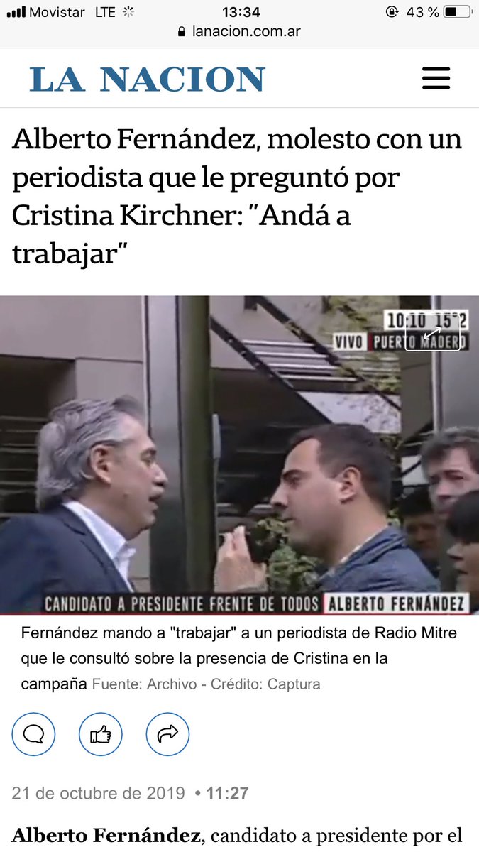 rodrigojorgeok's tweet photo. Hoy @alferdez se incomodó cuando lo consulté por el rol de @CFKArgentina en el último tramo de la campaña. Ayer, hoy y siempre, nuestro rol es y será preguntar en busca de la verdad aunque moleste. https://t.co/jpsqgBwl2y