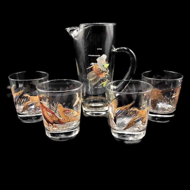 MerrilyVerilyVi's tweet photo. Vintage Barware Set #Gamebird Decals, Glass Pitcher, Four #Cocktail Glasses, Woodland Theme #Rustic Decor, Housewarming Gift, Old Fashion https://t.co/pkKgXzbI6g #housewares #housewarming #thanksgiving #barware #oldfashionglasses #drinkpitcher #barwareset #gotvintage https://t.co/IW8P2b3QP5