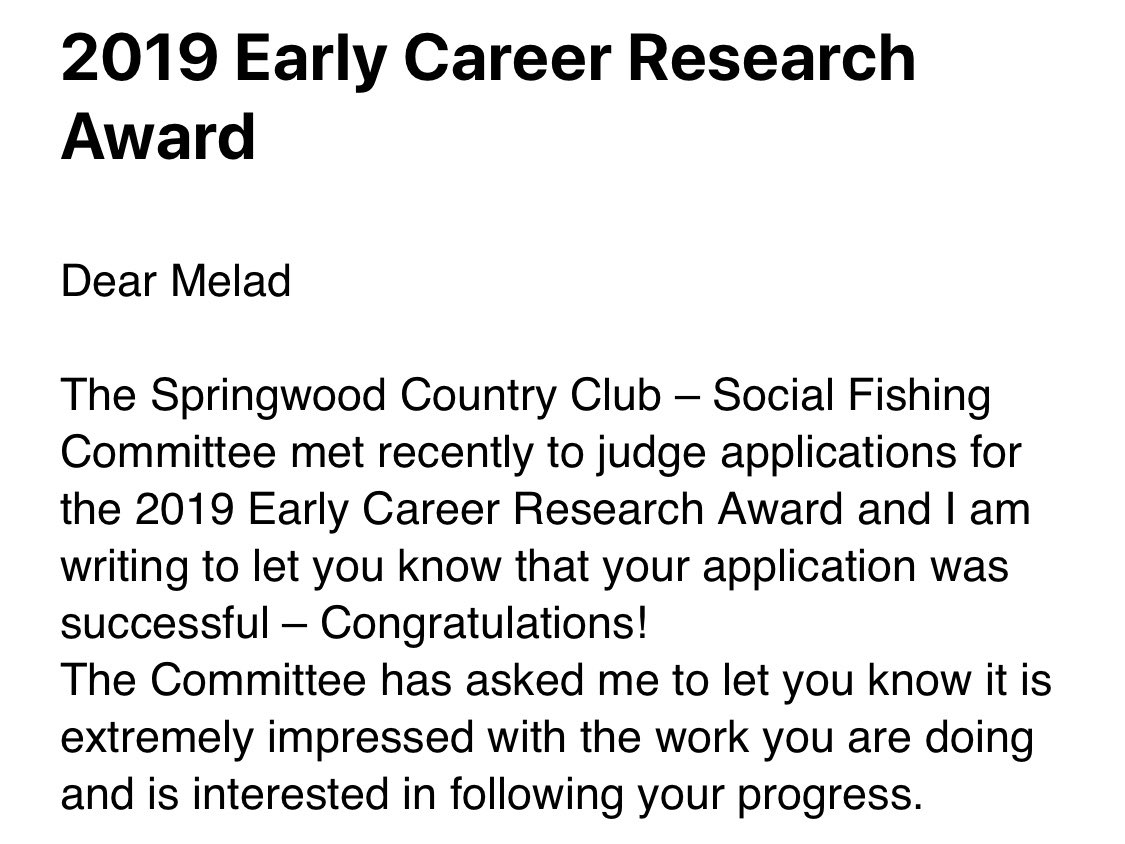 Excellent email to wake up to in the morning! #ECRaward #research #firstpostdocaward