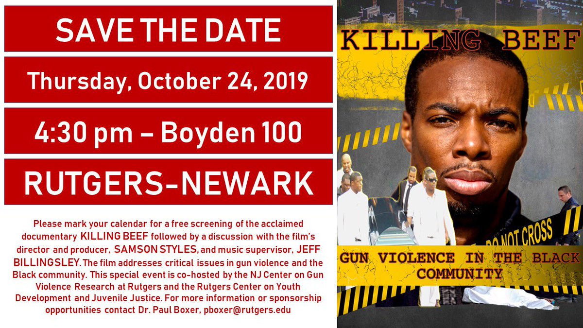 God is good. Rutgers University adopted my documentary KILLING BEEF as a teaching tool for their center for gun violence research!