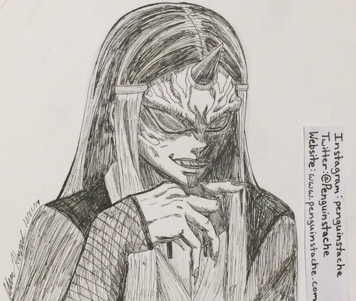 Penguinstache's tweet photo. Swamp Demon (Numa oni) #kimetsunoyaiba #demonslayer #swampdemon #demon #numaoni #twelvedemonmoons #koyoharugotouge #anime #manga #shonen #shonenmanga #inktober #inktober2019 #ink https://t.co/UiPbYjESzY