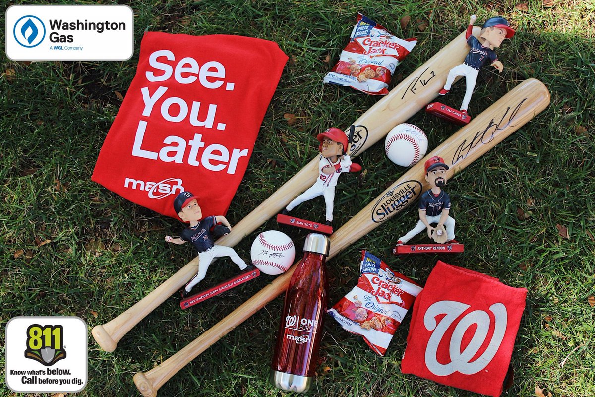 masnNationals's tweet image. HUGE GIVEAWAY - Retweet and reply with who will dig deep tonight for the Nats in Game 3 for a chance to win our Grand World Series Prize Pack! 

Presented by @WashingtonGas: Know what's below. Always #Call811 before you dig. Learn more at masn.me/Call811 #FINISHTHEFIGHT
