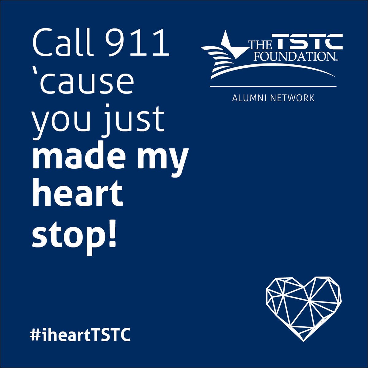 TSTCAlumni's tweet image. 🚨💘 CALL 911 ‘CAUSE YOU JUST MADE MY HEART STOP! 💘 🚨
We know it&apos;s corny, but we REALLY want you to fall in ❤️ with TSTC all over again. Update your contact info and you could win $100 or an iPad Pro! Reconnect here: tstc.edu/rekindlealumni
 #iheartTSTC  #TSTCalumni