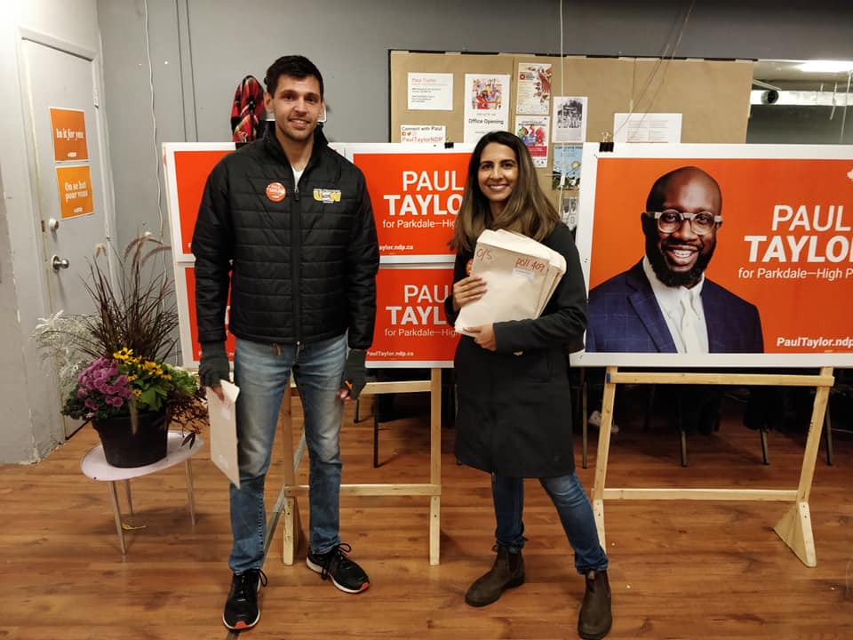 Pulling the vote in #ParkHP with @KevBriLall! Hoping the best for @PaulTaylorNDP tonight!! #elxn43 #elxn2019 ⁦@phpndp