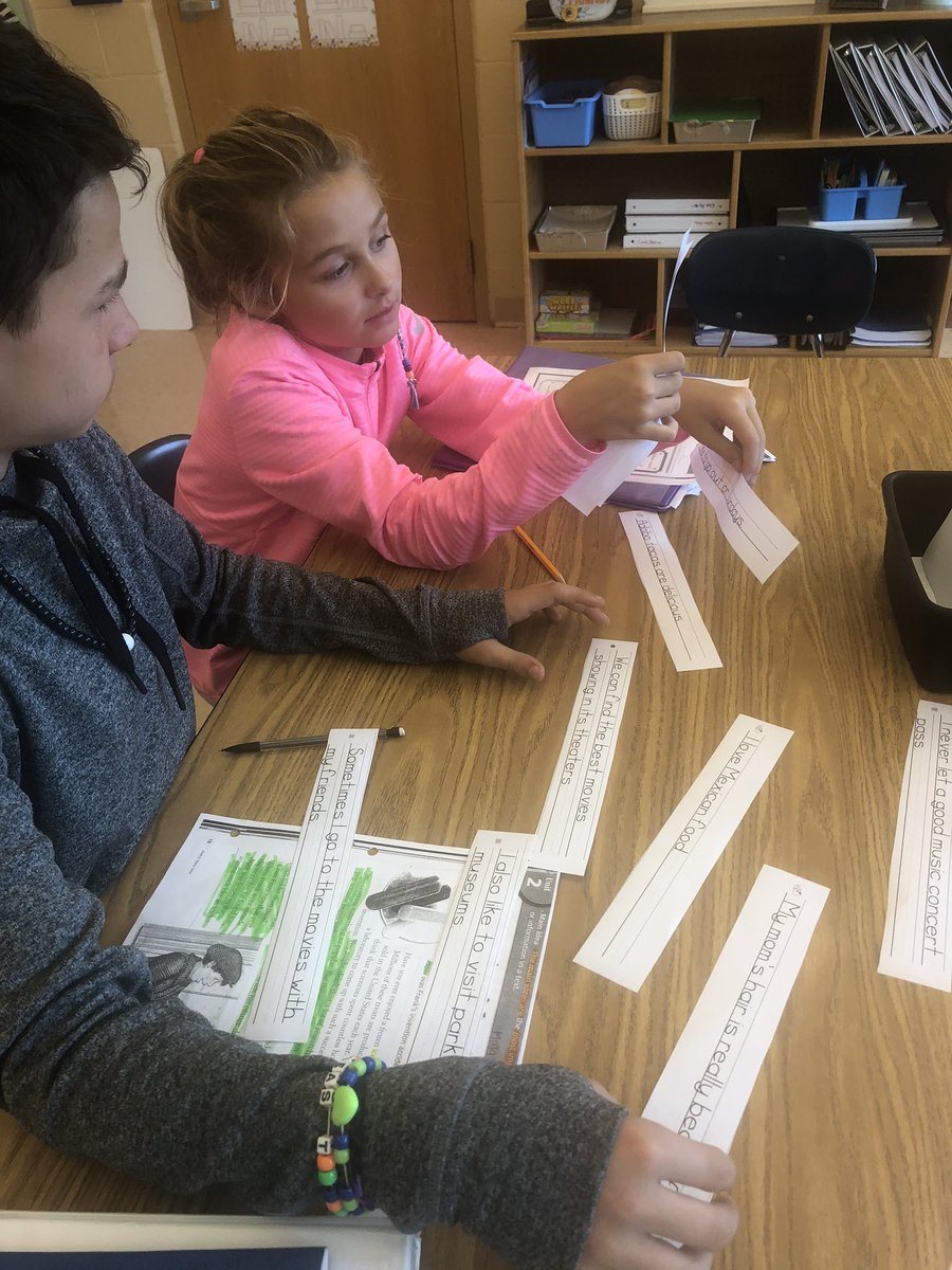 Today students were given strips of paper and asked to sort them into two groups with no other instructions. After a few minutes of working they realized they were sorting main idea and details. I loved seeing the lightbulb go off while they worked together! <a href="/GrandviewES/">Grandview School</a>