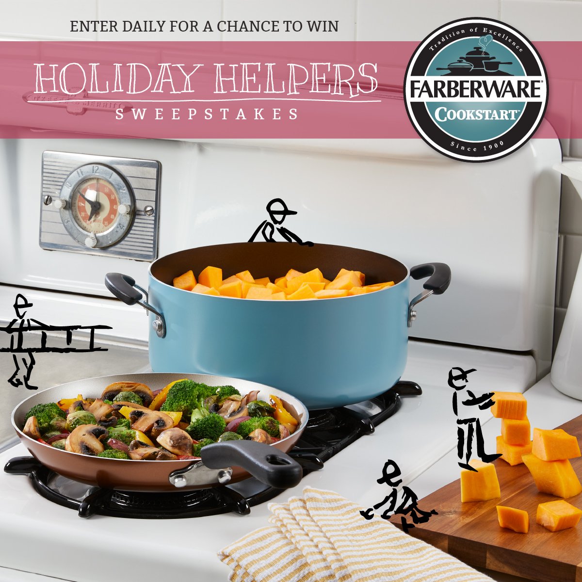 FarberwareCook's tweet photo. RT to share &amp; enter here for a chance to #WIN a Farberware Cookstart 15-Piece Cookware Set in our Holiday Helpers #SWEEPSTAKES 👉 https://t.co/1OzjiVq0UF. Our first winner selection is on 11/5/19. https://t.co/fDAI9wA8kM