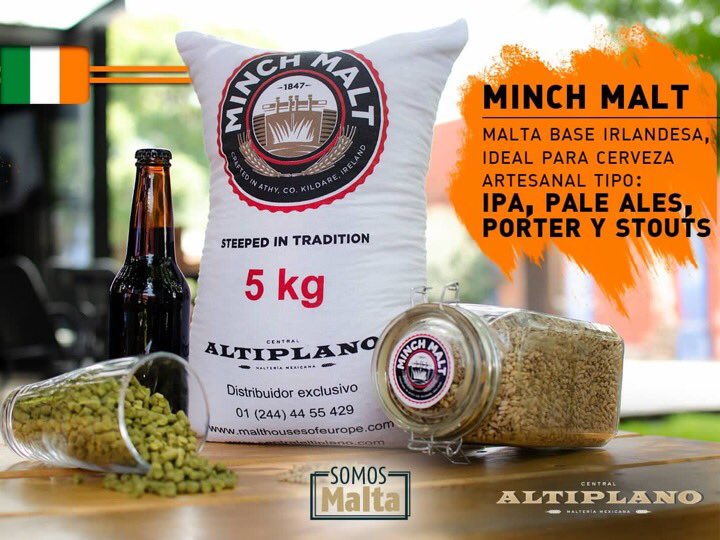 🇮🇪 MINCH MALT.
Esta malta aporta un color más profundo y ligeras notas a galletas. 
Llévate tu malta a precio de tonelada a partir de 500Kg.  
🌐centralaltiplano.com 

*Promoción del 9 al 31 de Octubre *Aplica únicamente en maltas base. 
#CentralAltiplano #SomosMalta