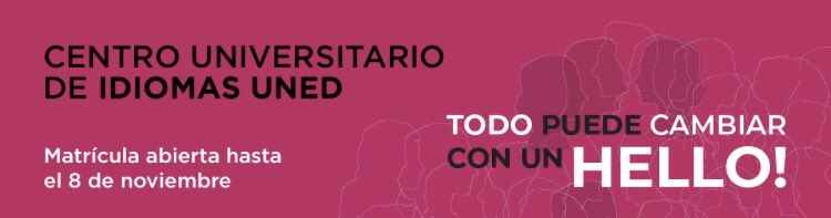 UnedMexico's tweet image. ¿#Sabiasque en el centro de idiomas, #CUID, de la #UNED puedes estudiar una segunda lengua extranjera? 

📌chino, inglés, portugués, árabe, ruso, francés, italiano, japonés, alemán y hasta lenguaje de signos español entre otros. 

Más de 16 lenguas 🌏
👉🏻Matrícula hasta 8 de nov