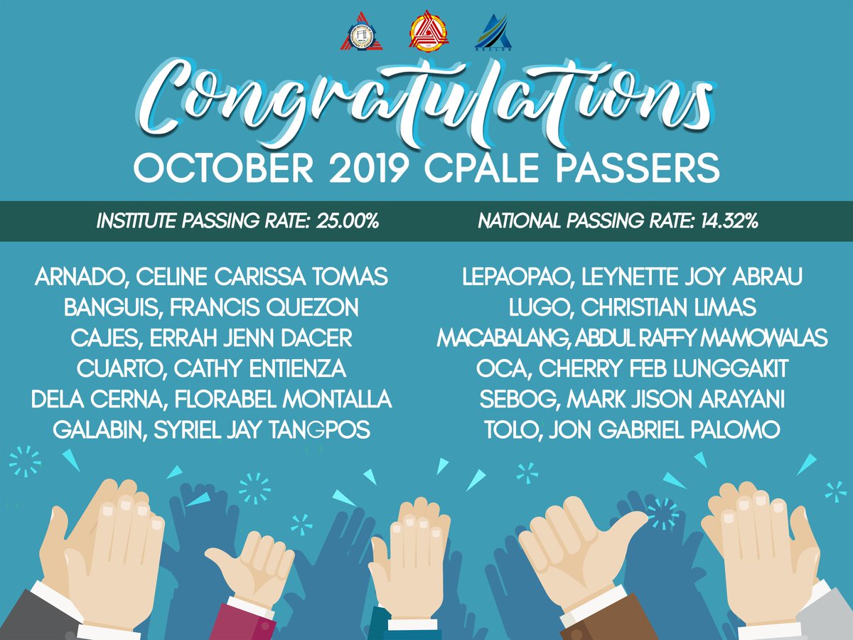 jpiamsuiit's tweet photo. CONGRATULATIONS to our 12 NEW CPAs
for passing the OCTOBER 2019 CERTIFIED PUBLIC ACCOUNTANT LICENSURE EXAMINATION 👏👏👏
From your MSU-IIT JPIA Fam, we wish you all good luck and God bless on your future endeavors! ❤
#AVANTE
#VERADAS https://t.co/nWOmEyazDy