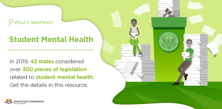 EdCommission's tweet photo. This NEW Policy Snapshot reviews 2019 legislative activity addressing #student #mentalhealth. For state ex &amp; more - https://t.co/pUYA1umrn7 #EdPolicy https://t.co/iXPh50so2M