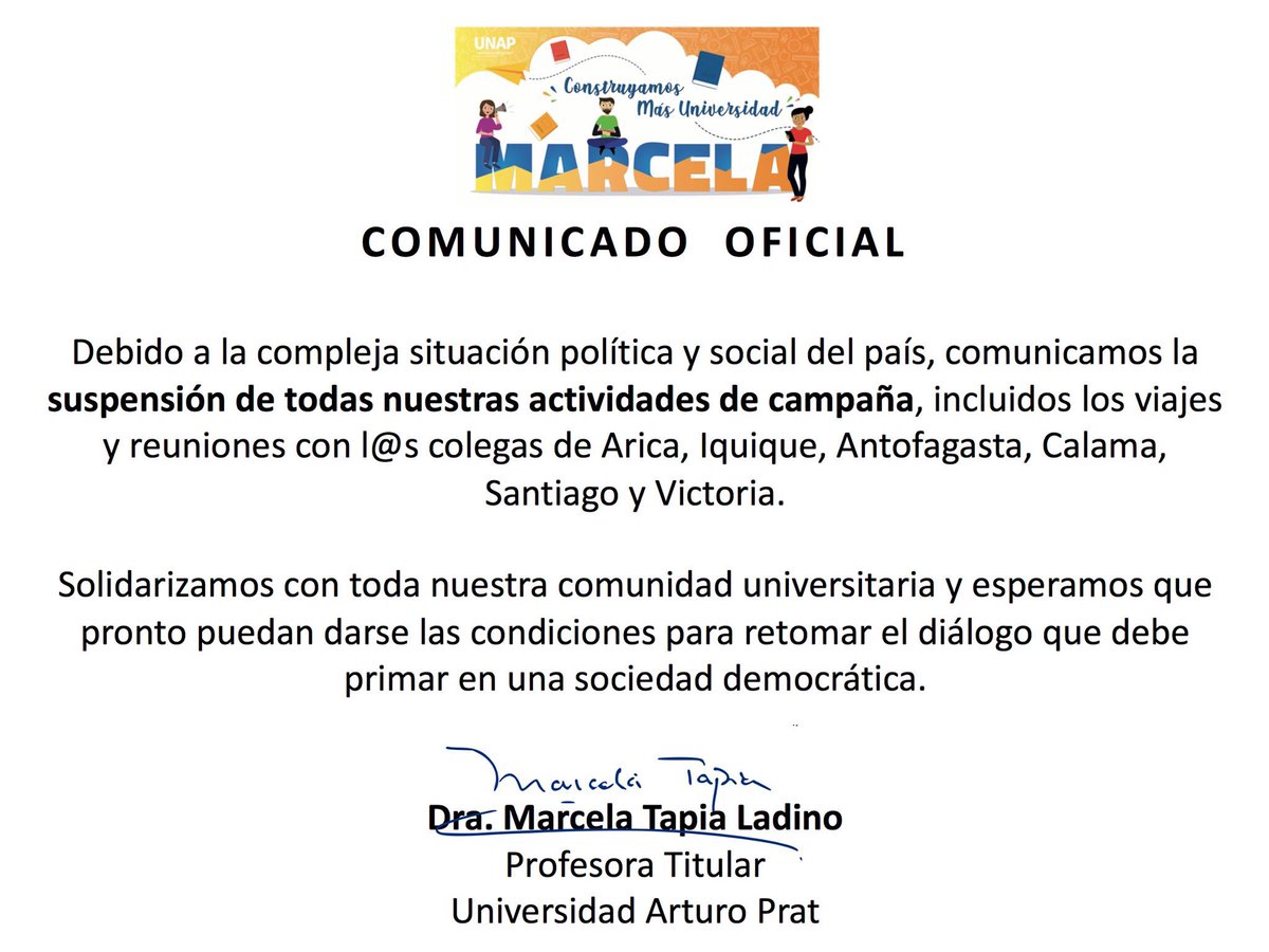 Marcela Tapia candidata a Rectoría Unap (@marcelarectora) on Twitter photo 