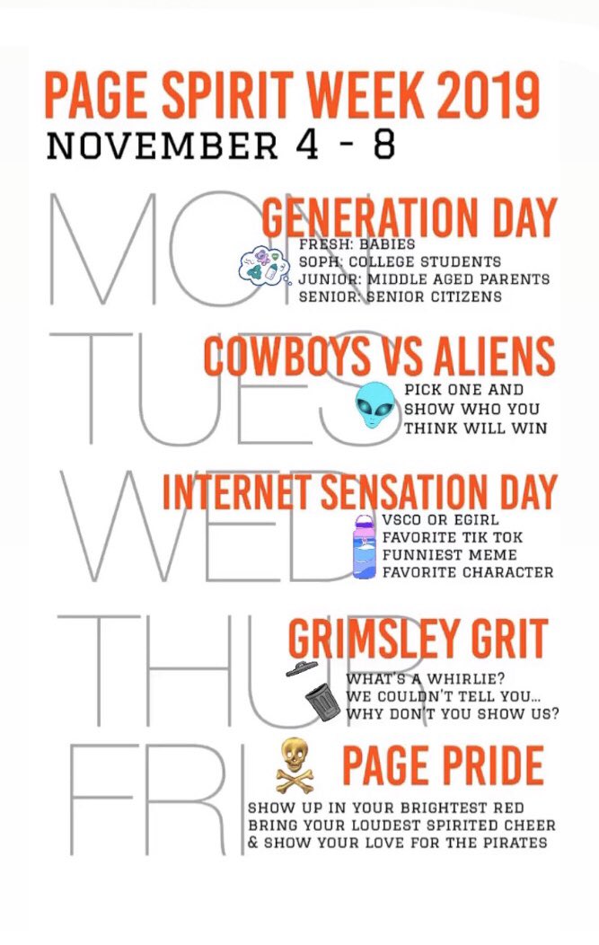 PAGEgrimsley spirit week 2019!