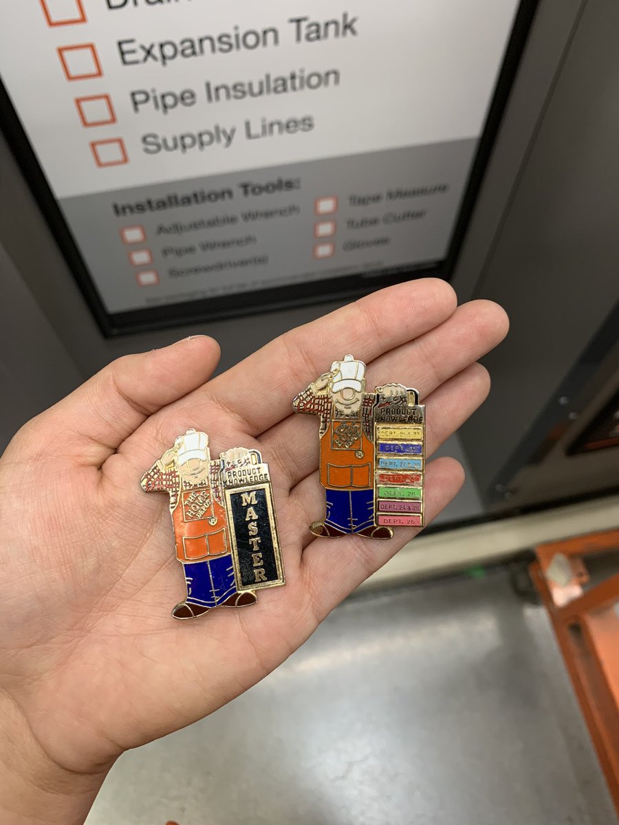 A customer gave me these pins today to thank me for always providing great customer service to him, and thanked me for being so hard working. When he worked for Home Depot 23 years ago he said he was always helping in other departments like me and I reminded him of himself.