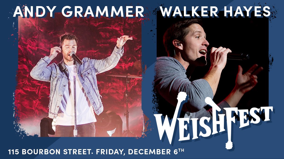 Please support <a href="/Weish4Ever/">Weish4Ever</a> by purchasing your tickets to <a href="/WeishFest/">WeishFest</a> today: weishfest.com
The 1-night music festival on Dec. 6 features <a href="/andygrammer/">Andy Grammer</a> &amp; <a href="/walkerhayes/">Walker Hayes</a> &amp; provides direct support &amp; financial relief to families with adolescents &amp; young adults battling cancer