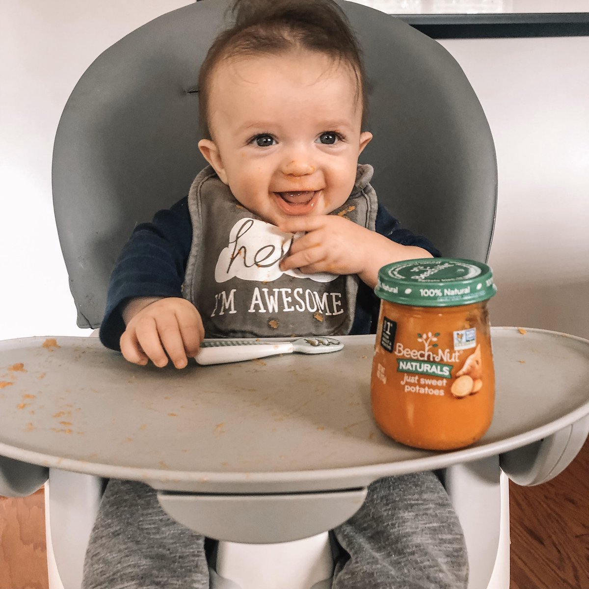raisingrobbins's tweet photo. #beechnutpartner it was time to give Asher his first food. I chose to start w/ Beech-Nut® Naturals. I love that @beechnutfoods are made of real ingredients that are gently cooked, and without artificial preservatives. #realfoodforbabies #infantinfluencer 
https://t.co/ssGu9mhpGG https://t.co/Fs9i0dgCuj