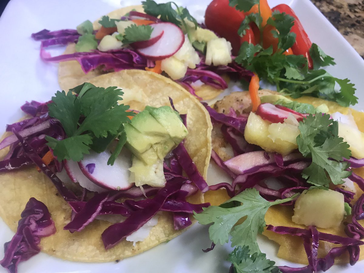 ChefBudA's tweet photo. We went Back to The Table for my Crispy Cod Tacos on @KAMRLocal4News  Cool little show called Studio4! @McCormick4Chefs Pepper Supreme and Cayenne were perfect for the light flour breading I fried the Cod in. Perfect kick w/ the pickled cabbage and veggies! Enjoy!
#ChefBud #Tacos https://t.co/AvstsPGVHv