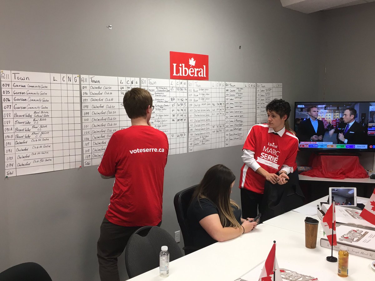 Volunteers for @MarcSerreMP tallying votes as poll results continue to come in. #FedVotesGS