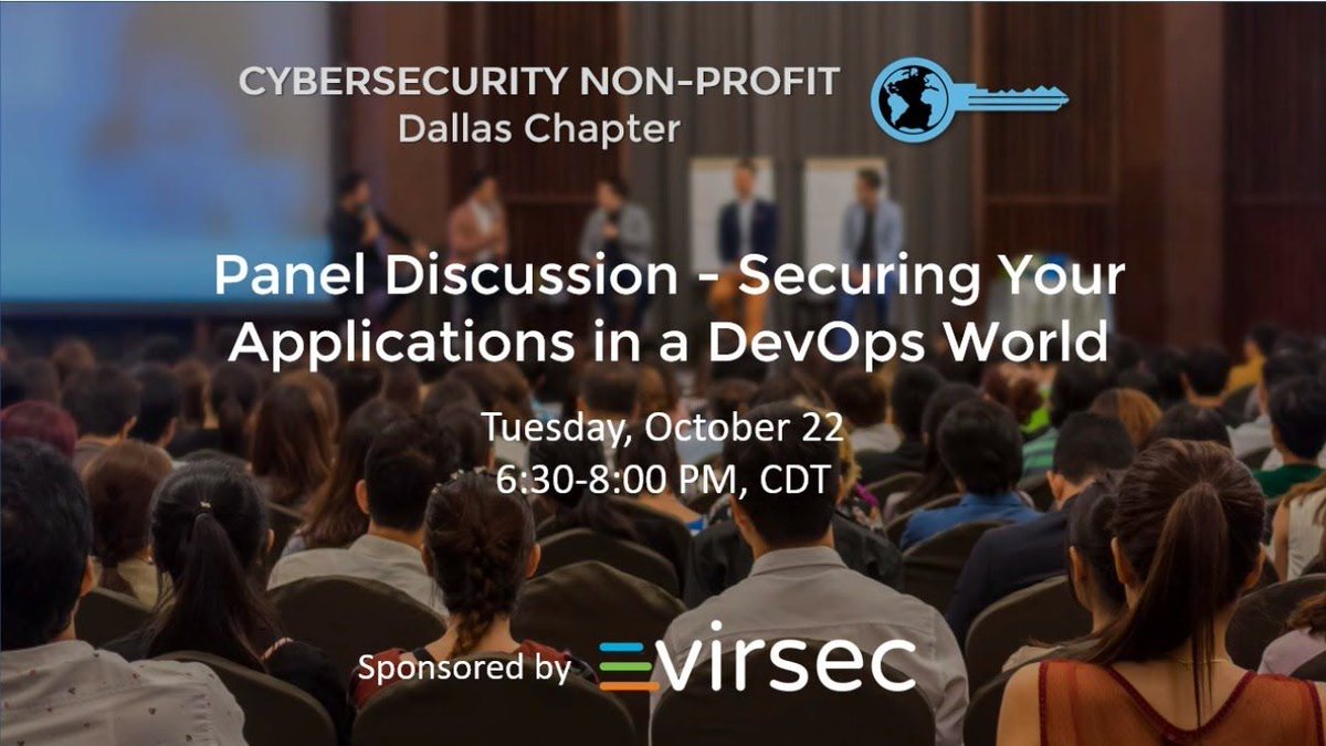 virsecsystems's tweet photo. Don't miss 10/22 Live-Stream CyberSecurity NP Panel Discussion - Securing Your Applications in a DevOps World; Join Virsec's CSA Frank Walsh & others. Free panel discussion, streamed fm 6:30-8:00pm. Register now! https://t.co/7AtiljYgcN #CSNP #SecureApplications #SecureDevOps https://t.co/IZfUcnbnx4