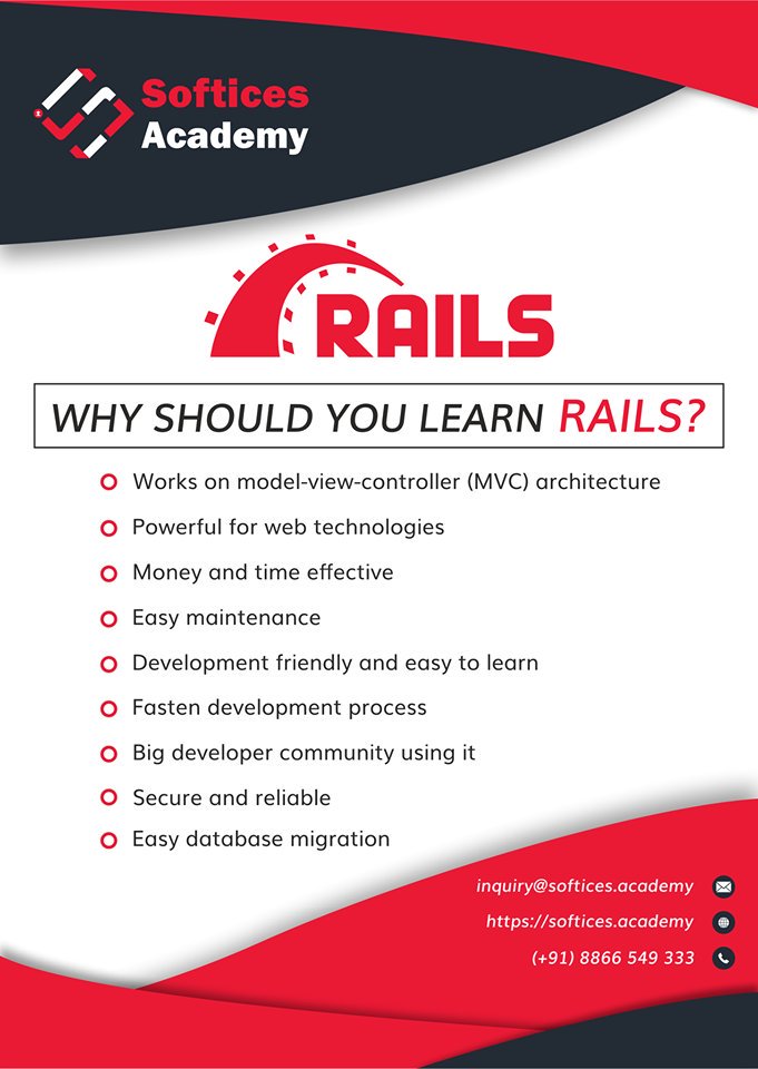 softicesacademy's tweet image. Learn Ruby on Rails development to become a certified professional RoR developer in IT Sector.
Enroll now to start learning!
bit.ly/2YJD7TK

#RubyOnRails #RubyOnRailsCourse #LearnRoR #RoRDevelopment #RubyOnRailsTraining #webdevelopment #SofticesAcademy