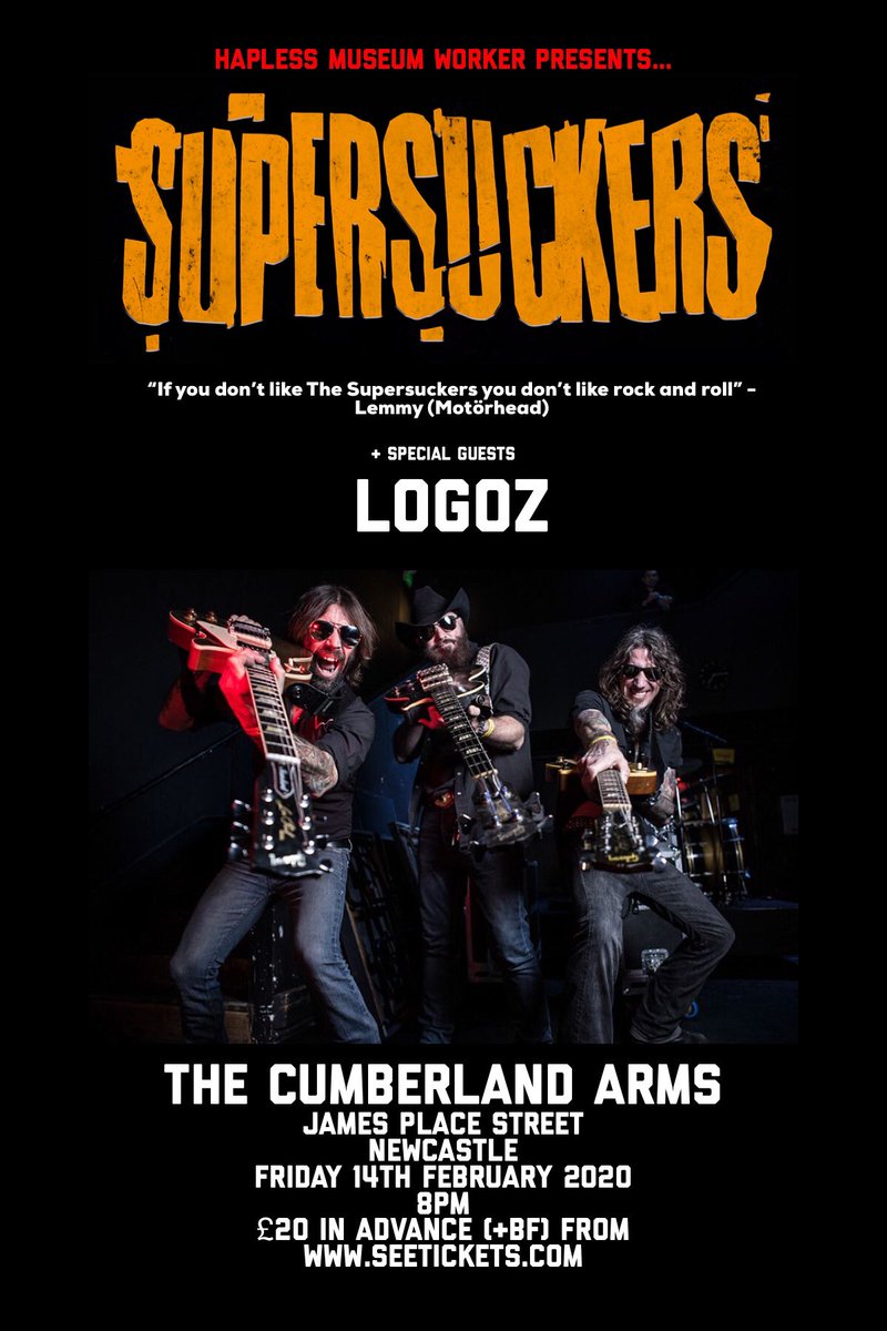 Another cool date for the gig diary February 14th 2020 <a href="/thecumby/">The Cumberland Arms</a> with the mighty <a href="/SupersuckersRnR/">SUPERSUCKERS</a> Check the link for ticket details 😎 facebook.com/events/2175737… <a href="/PeeshNE63/">Peesh LoGOz</a> <a href="/PaulLoGOz/">paul</a> <a href="/kierandene2003/">kierandene2003</a> <a href="/555SusanT/">Susan Thompson</a>