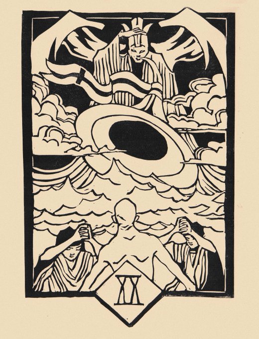 oops forgot to post here Taort #inktober The Judgement/ Le Jugement. #linocut 

#inktoberday21 #Inktober2019 #tarot #tarottoberchallenge 