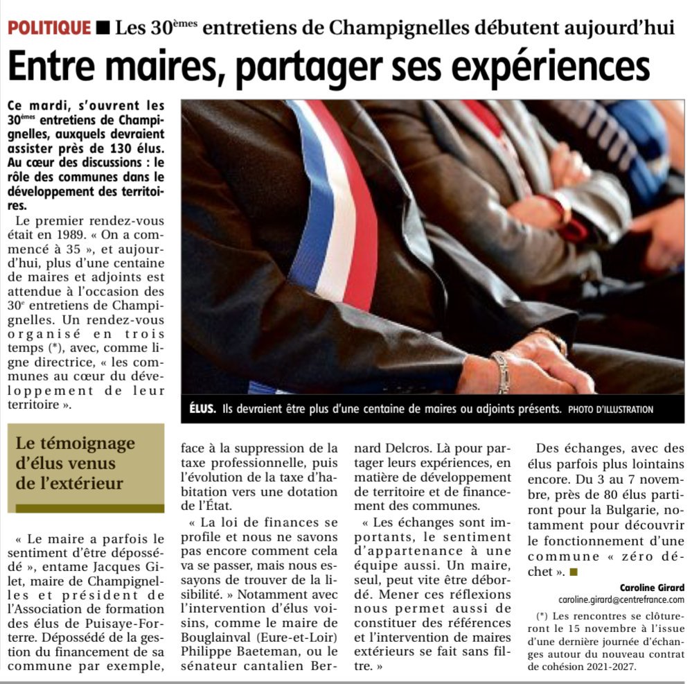 BernardDelcros's tweet photo. Plaisir de retrouver ma collègue @verienparent aux 30èmes entretiens de #Champignelles @Departement89 réunissant une centaine d'élus pour parler #finances locales et développement des territoires. #PLF2020 @senat @UC_Senat https://t.co/LvlLCB4dWU