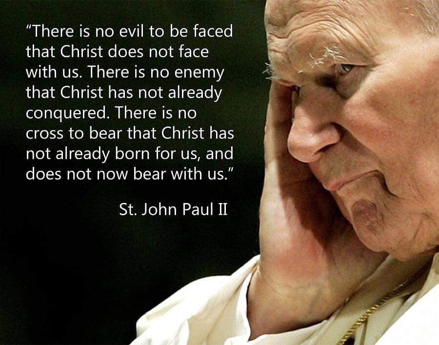 WalsinghamEN's tweet image. Encouragement for us all from St. John Paul II. Keep strong holding on to the #CrossofChrist.