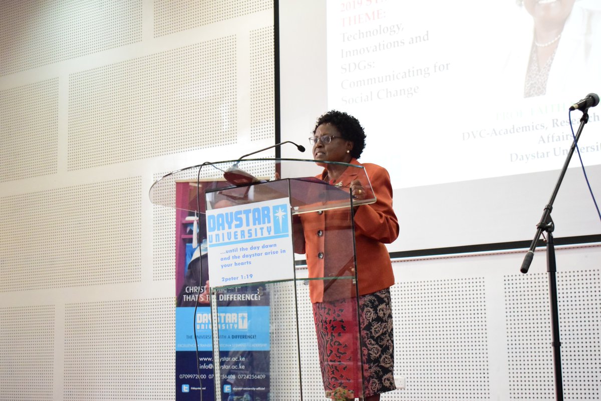 DaystarUni's tweet photo. Prof. Faith Nguru DVC-Academics, Research and Student Affairs does the opening remarks and a presentation at the 2019 Communication for Sustainable Development Symposium. #C4SD @ShineFM103 @InvoNewspaper https://t.co/A4R4wjbnjW