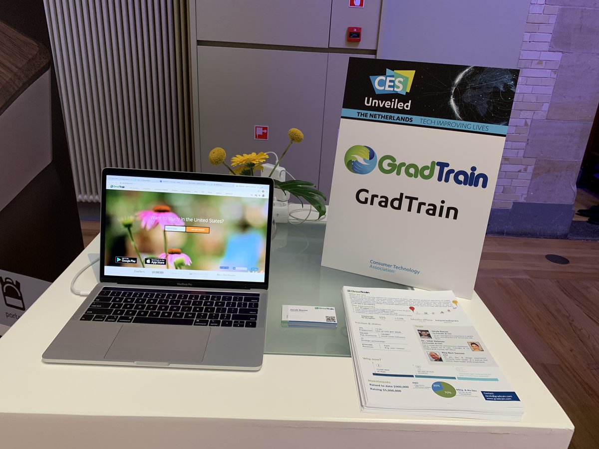 gradtrain's tweet image. Was great unveiling our new app for college admissions at #cesunveiled in Amsterdam. @jakebacon7 @cta @MassChallenge #madeinjlm