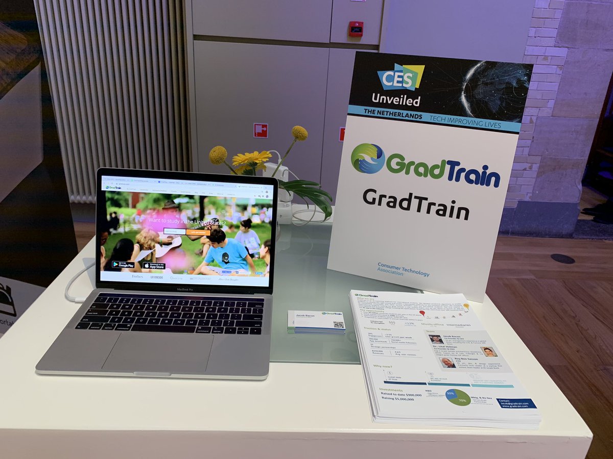 gradtrain's tweet image. Was great unveiling our new app for college admissions at #cesunveiled in Amsterdam. @jakebacon7 @cta @MassChallenge #madeinjlm