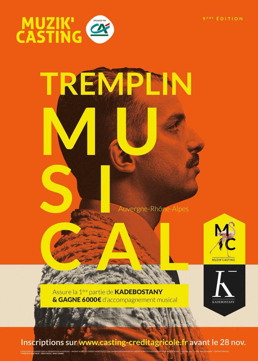 La 9ème édition du tremplin musical <a href="/MuzikCASTING/">Muzik'CASTING</a> organisée par 5 caisses régionales du <a href="/CreditAgricole/">Crédit Agricole</a> Auvergne-Rhones-Alpes a été lancée avec <a href="/Kadebostany/">Kadebostany Republic</a> en tête d'affiche 🥳
Cette année encore, l'<a href="/agencefelix/">Agence Félix</a> est en charge de la com' offline et digitale👍
#byFélix #event