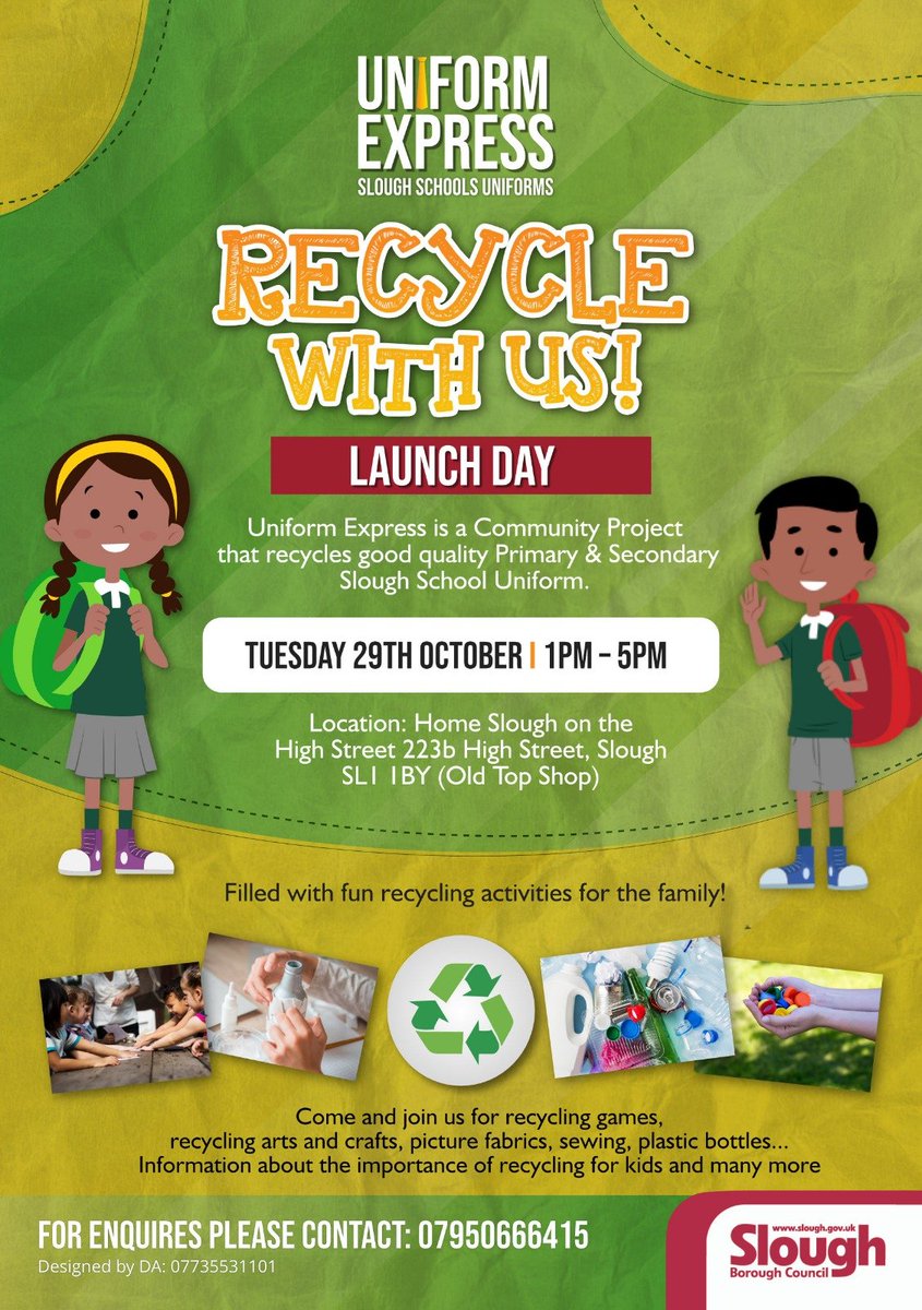 AnimationExp's tweet photo. Uniform Express are moving to Home Slough on the high street. Come and join us for Free recycling fun to celebrate our opening. Tuesday 29th October https://t.co/mwN0cB6BWz