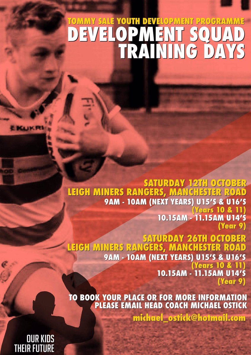 Good Morning!! Remember we’re holding another training session on Saturday morning at <a href="/Lmrjuniors/">Leigh Miners Rangers RL Academy</a>, Manchester Rd at 9am! We’ve only got 3 sessions now until our first game 💪🏼💪🏼💪🏼💪🏼💪🏼