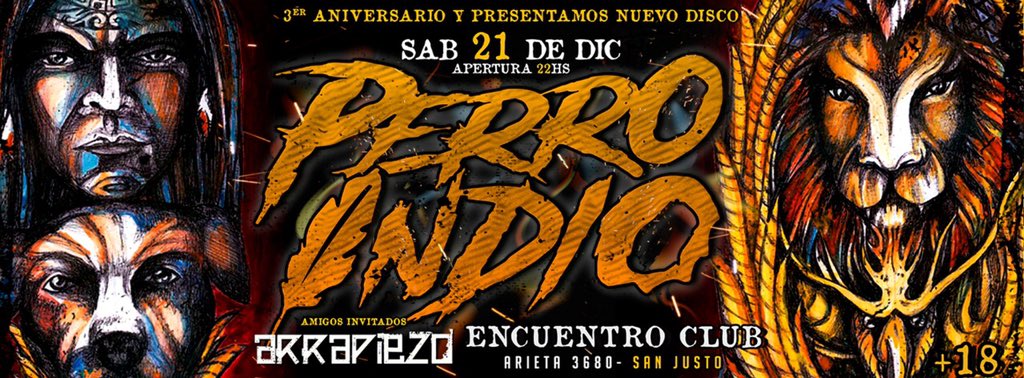 ArielMonges_MS's tweet photo. @PerroIndioRock Despide el 2019, Celebrando su 3er Aniversario y Presentando su 3er Disco! https://t.co/uYdXGcaZKD