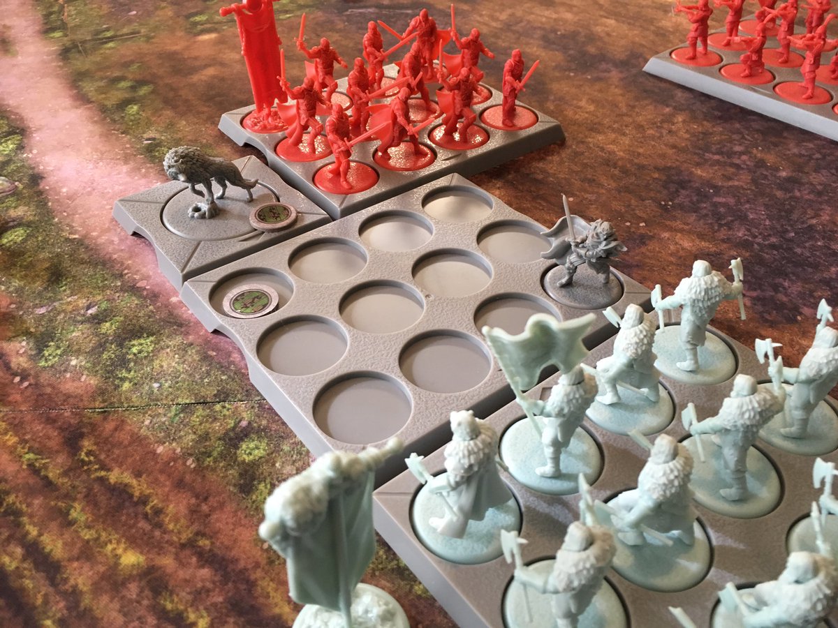RemassogsRealm's tweet photo. The #starks & #lannisters are unable to get #jonsnow (with #ghost in support) from the #nightswatch off of the center objective. #asongoficeandfire @cmongames #tabletopminiaturesgame #aclashofkings #miniatures #fantasy #wargame #thematic #tabletopgames #tabletopwargames https://t.co/a4RiSVsGXO