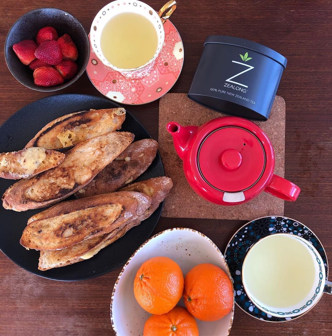 #teawaretuesday A bright red teapot and fun patterned tea cups are Ellys Lim's teaware of choice for breakfast with Zealong tea!