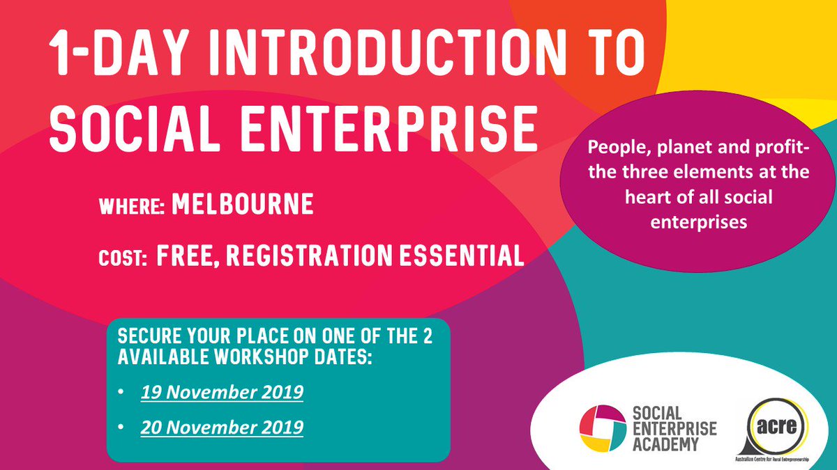 sea_australia's tweet photo. Take a day to discover how a #socialenterprise model can increase your sustainability whilst reducing donor-dependency. 

Join us in #Melbourne on one of the following dates:
- 19th November  or
- 20th November

More details and how to register:
https://t.co/0lMd380SD8 https://t.co/YjGMaZNm3A