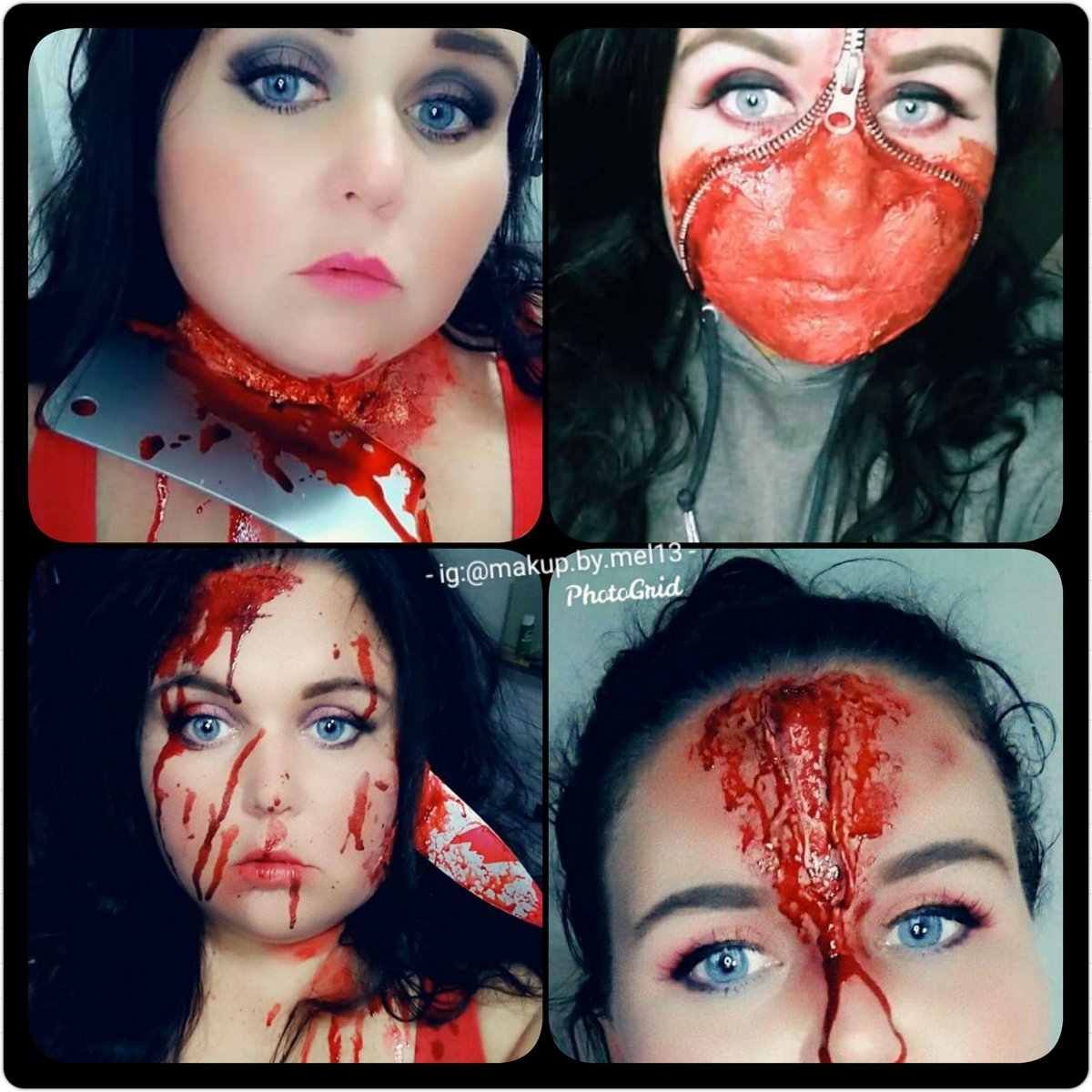melAnn1393's tweet photo. Hey y'all! Im baaaack! Took a much needed break lol of course I had to come back for #Halloween here are a few looks from this year🎃💀♥ #makeup #halloweencostume #gore #sfxmakeup #bloody https://t.co/Rs4yahUg2s